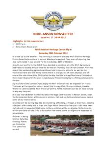 NHILL ANSON NEWSLETTER Issue No[removed]‐09‐2012 Highlights in this newsletter: • •