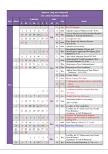 National Tsing Hua UniversityAcademic Calendar Year Week Calendar S