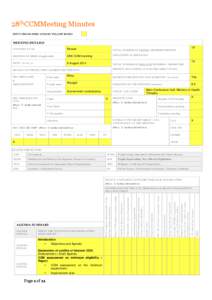 28thCCMMeeting Minutes INPUT FIELDS INDICATED BY YELLOW BOXES MEETING DETAILS 18