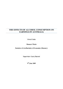 The effects of alcohol consumption on earnings in Australia