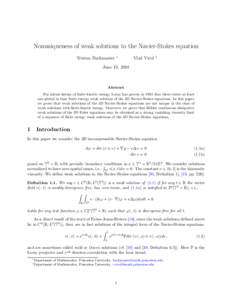 Nonuniqueness of weak solutions to the Navier-Stokes equation Tristan Buckmaster ∗  Vlad Vicol
