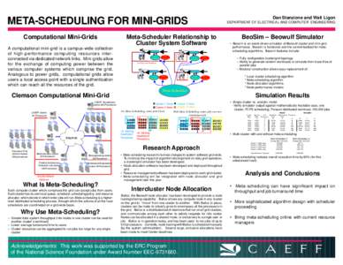 Dan Stanzione and Walt Ligon  META-SCHEDULING FOR MINI-GRIDS Computational Mini-Grids  DEPARTMENT OF ELECTRICAL AND COMPUTER ENGINEERING