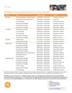 GE Power  Waukesha* Gas Engines Product Training Calendar Month  Title