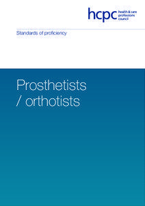 Standards of proficiency  Prosthetists
