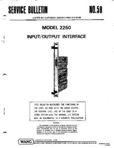 Service Bulletin No. 58, Model 2250 Input/Output Interface
