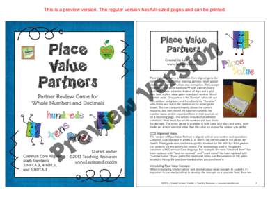 This is a preview version. The regular version has full-sized pages and can be printed.  Place Value Partners  n