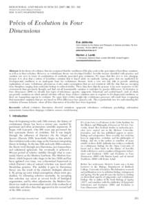 BEHAVIORAL AND BRAIN SCIENCES[removed], 353 –392 Printed in the United States of America DOI: [removed]S0140525X07002221  Pre´cis of Evolution in Four