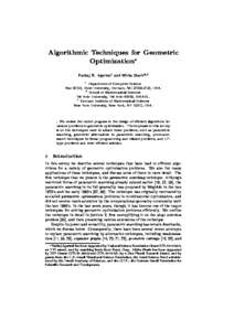 Algorithmic Techniques for Geometric Optimization? Pankaj K. Agarwal1 and Micha Sharir2;3 1 Department of Computer Science Box 90129, Duke University, Durham, NC, USA.