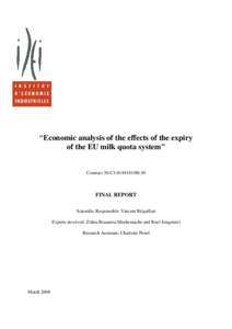 Economic analysis of the effects of the expiry of the EU milk quota system