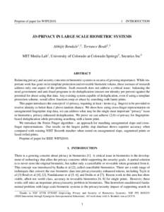 Preprint of paper for WIFS2010.  1 INTRODUCTION