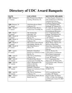 Directory of UDC Award Banquets DATE LOCATION[removed]February 4