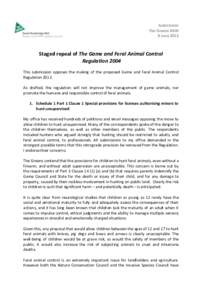Submission The Greens NSW 8 June 2012 Staged repeal of The Game and Feral Animal Control Regulation 2004