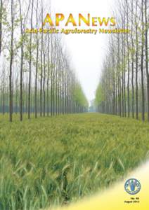 Dear Readers Welcome to the 40th issue of APANews! This issue presents interesting articles on poplarbased agroforestry systems, biofuel production in agroforestry systems and rubber-based agroforestry