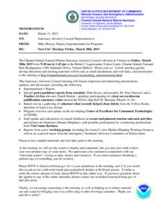 UNITED STATES DEPARTMENT OF COMMERCE National Oceanic and Atmospheric Administration NATIONAL OCEAN SERVICE Channel Islands National Marine Sanctuary  MEMORANDUM