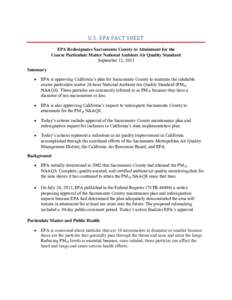 U.S. EPA Fact Sheet - EPA Redesignates Sacramento County to Attainment[removed]