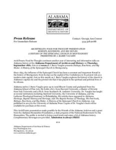 Press Release  Contact: Georgia Ann Conner[removed]For Immediate Release