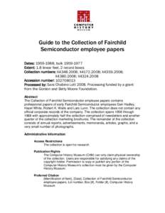 Guide to the Collection of Fairchild Semiconductor employee papers