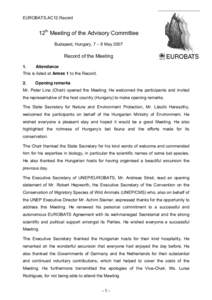EUROBATS.AC12.Record  12th Meeting of the Advisory Committee Budapest, Hungary, 7 – 8 May[removed]Record of the Meeting