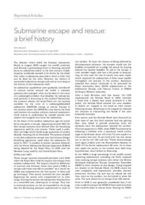 Reprinted Articles  Submarine escape and rescue: a brief history Nick Stewart Reprinted from Semaphore, Issue 07 July 2008