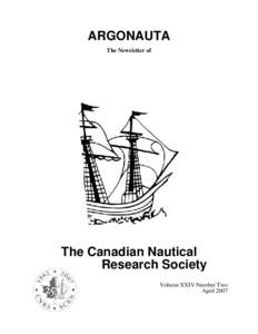 ARGONAUTA The Newsletter of The Canadian Nautical Research Society Volume XXIV Number Two