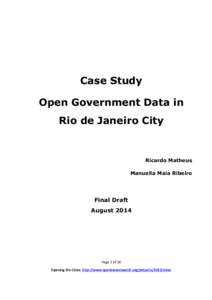 Case Study Open Government Data in Rio de Janeiro City Ricardo Matheus Manuella Maia Ribeiro