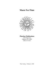 Music For Flute  Phoebus Publications 1303 Faust Ave Oshkosh, WI9231