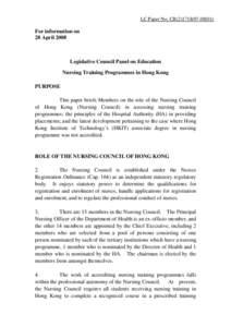 LC Paper No. CB[removed])  For information on 28 April[removed]Legislative Council Panel on Education