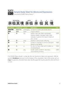 Sample study sheet for idioms and expressions