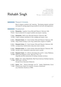 Rishabh Singh  Í 1 Microsoft Way Redmond, WA 98052