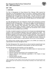 Deer Management Plan for Royal National Park[removed]Annual Report