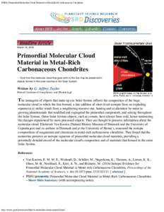 Astronomy / Planetary science / Academia / Astrochemistry / Chondrite / Planetary geology / CI chondrite / Carbonaceous chondrite / Chondrule / Astrophysics / Cosmic dust / Meteorite