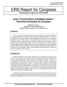 Order Code RS20787 Updated April 4, 2001 CRS Report for Congress Received through the CRS Web