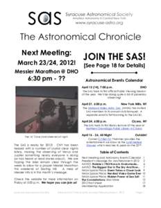Next Meeting: March 23/24, 2012! Messier Marathon @ DHO 6:30 pm - ??