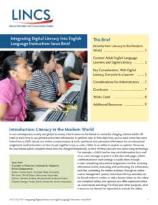 Integrating Digital Literacy Into English Language Instruction: Issue Brief