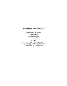 Special Publication SJ2004-SP7  Demineralization