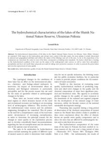 The hydrochemical Limnological Review 7,characteristics 3: of the lakes of the Shatsk National Nature Reserve, Ukrainian Polissia  147