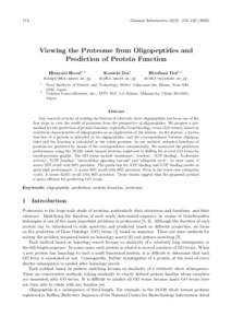 174  Genome Informatics 16(2): 174–Viewing the Proteome from Oligopeptides and Prediction of Protein Function