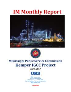 IM Monthly Report  Mississippi Public Service Commission Kemper IGCC Project April, 2017