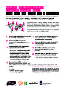 WHAT IS TECHNOLOGY-BASED VIOLENCE AGAINST WOMEN? Technology-based violence against women (tech-based VAW) encompasses acts of gender-based violence that are committed, abetted or aggravated, in part or fully, by the use 