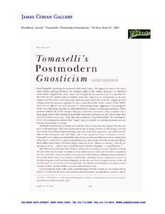 Pinchbeck, Daniel, “Tomaselli’s Postmodern Gnosticism,” Parkett, Issue 67, 2003   
