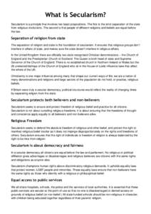 Secularism / Religion and politics / Religion / Politics / Philosophy / Agnosticism / Atheism / Freethought / Secular state / Freedom of religion / Secularity / Separation of church and state