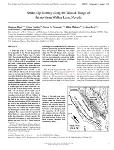 The Origin and Evolution of the Sierra Nevada and Walker Lane theme issue1st pages / page 1 of 9 Strike-slip faulting along the Wassuk Range of the northern Walker Lane, Nevada