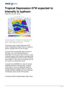 Tropical Depression 07W expected to intensify to typhoon