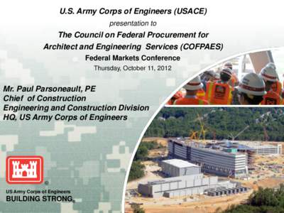 U.S. Army Corps of Engineers (USACE) presentation to The Council on Federal Procurement for Architect and Engineering Services (COFPAES) Federal Markets Conference