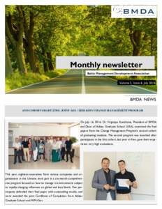 Monthly newsletter Baltic Management Development Association Volume 5, Issue 6, JulyBMDA NEWS
