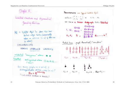 Singularities and Random Combinatorial Structures  21 Summer School on Probabilistic Methods in Combinatorics, Graz, July 17-19, 2006
