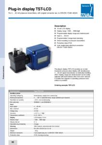 Plug-in display TST-LCD FormA pressure transmitters, with angled connector acc. to DIN ENA Description n	 n
