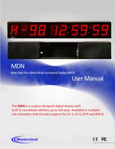 1  Masterclock MDN User Manual –  Table of Contents Thank you for your purchase