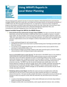 Using WRAPS Reports in Local Water Planning