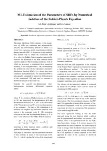 ML Estimation of the Parameters of SDEs by Numerical Solution of the Fokker-Planck Equation